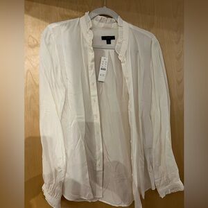 NWT size 10T Drapey ruffle-trim shirt, Ivory
